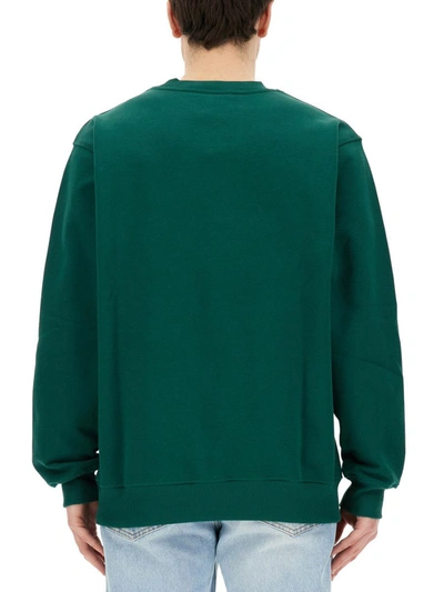 Shop Drôle De Monsieur Cotton Sweatshirt In Green