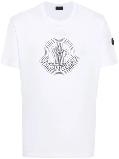 Shop Moncler Appliqué-logo Cotton T-shirt In White