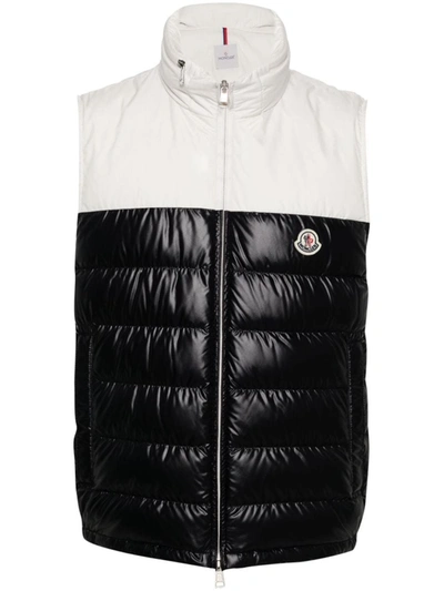 Shop Moncler Cerces Two-tone Padded Gilet In Navy