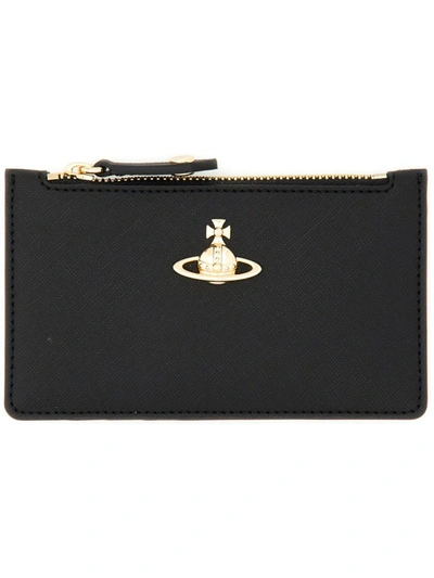 Shop Vivienne Westwood Card Holder With Orb Logo In Black