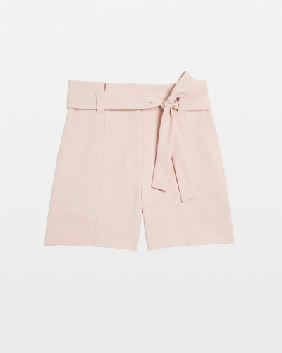 Shop White House Black Market Belted Paperbag Fluid Wash Shorts In Light Pink