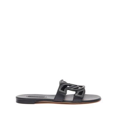 Shop Casadei Miramar Slides - Woman Flats And Loafers Black 36
