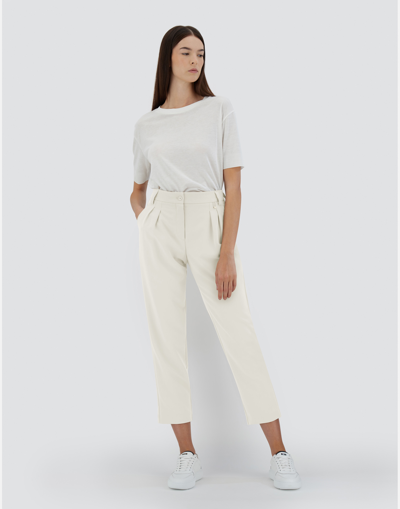 Herno Pleated Viscose Effect Trousers In Grey Pearl