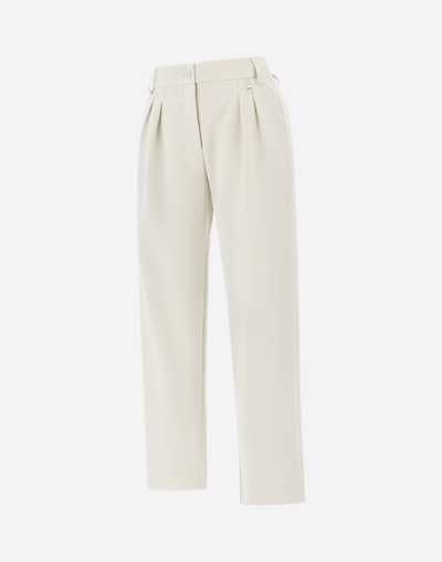 Herno Pleated Viscose Effect Trousers In Grey Pearl