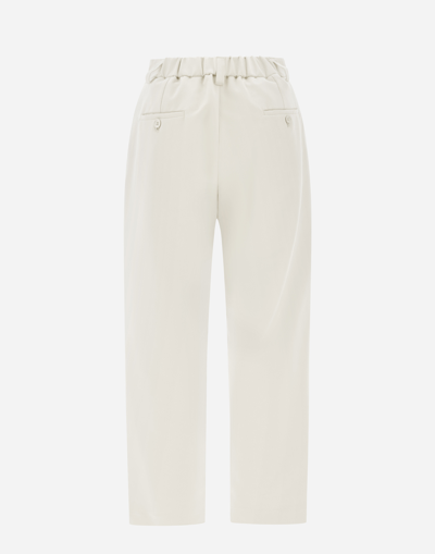 Herno Pleated Viscose Effect Trousers In Grey Pearl