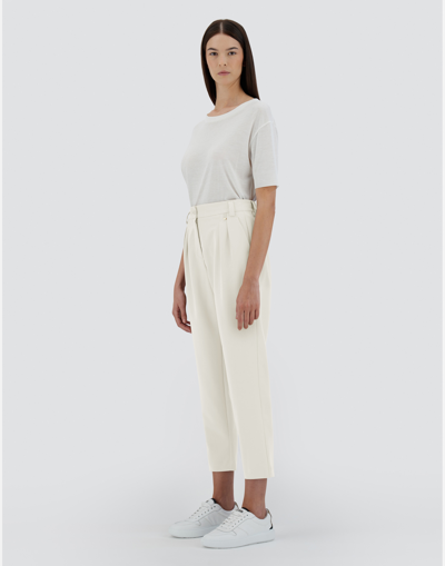 Herno Pleated Viscose Effect Trousers In Grey Pearl