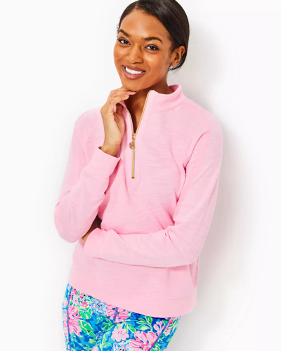 Shop Lilly Pulitzer Luxletic Ashlee Half-zip Pullover In Conch Shell Pink