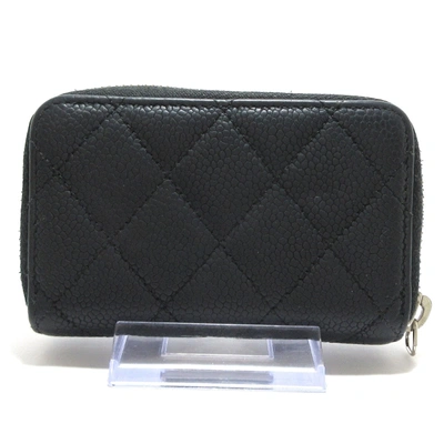 Pre-owned Chanel Zip Around Wallet Black Leather Wallet  ()
