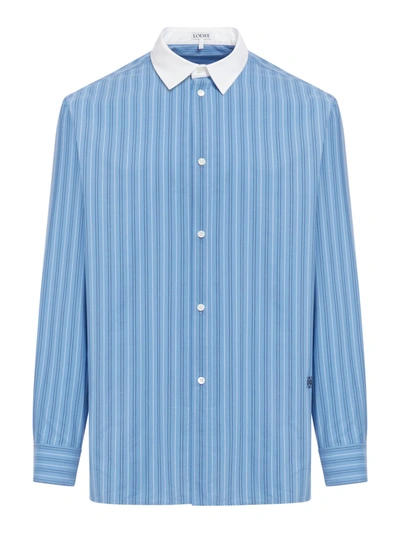 Shop Loewe Cotton Shirt In Blue