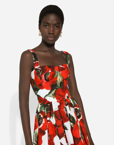 Shop Dolce & Gabbana Cotton Corset Dress With Anemone Print