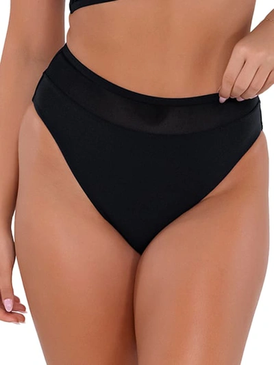 Shop Sunsets Annie High-waist Bikini Bottom In Black