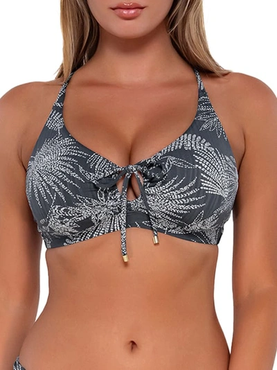 Shop Sunsets Printed Kauai Underwire Bralette Bikini Top In Fanfare Seagrass