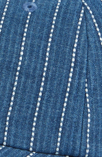 Shop Kenzo Embroidered Stripe Denim Baseball Cap In Ds - Medium Stone Blue Denim