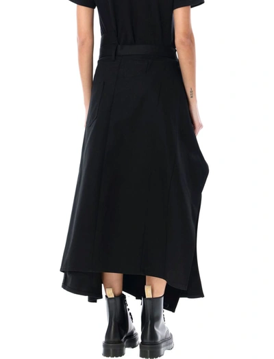 Shop Junya Watanabe Asymmetric Midi Skirt In Black