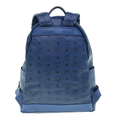 Shop Mcm Visetos Stark Blue Canvas Backpack Bag ()