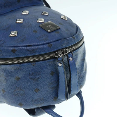 Shop Mcm Visetos Stark Blue Canvas Backpack Bag ()