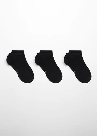 Shop Mango Man Pack Of 3 Plain Cotton Socks Black