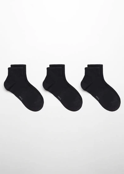 Shop Mango Man 3-pack Of Ribbed Cotton Socks Black