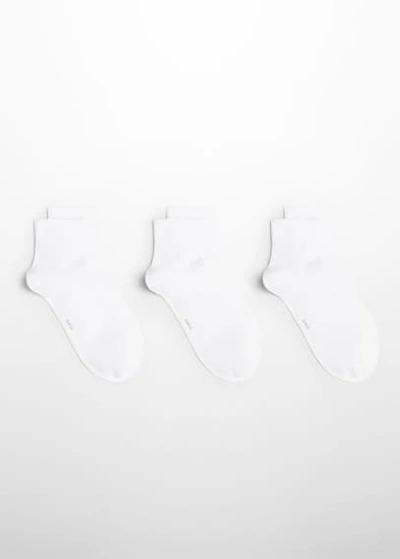 Shop Mango Man 3-pack Of Ribbed Cotton Socks White