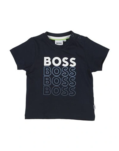 Shop Hugo Boss Boss Newborn Boy T-shirt Midnight Blue Size 3 Cotton, Elastane