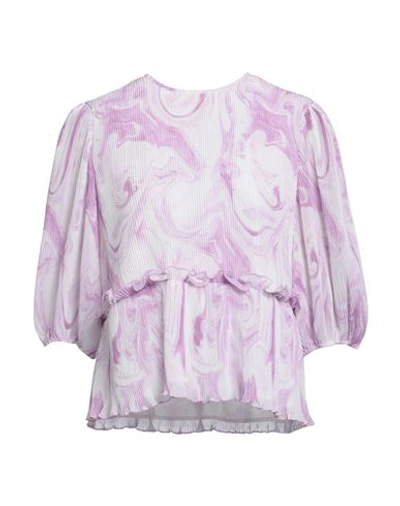 Shop Ganni Woman Top Mauve Size 8/10 Polyester In Purple