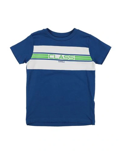 Shop Cavalli Class Toddler Boy T-shirt Navy Blue Size 6 Cotton, Elastane