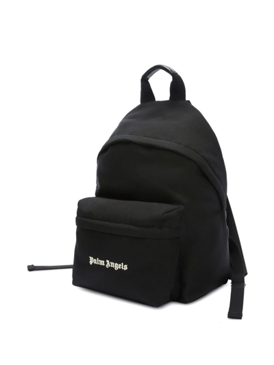 Shop Palm Angels Logo-embroidered Canvas Backpack