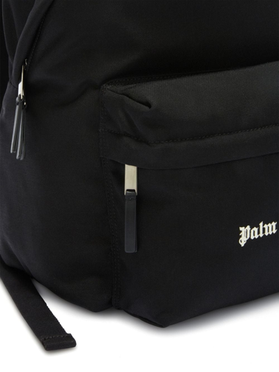 Shop Palm Angels Logo-embroidered Canvas Backpack