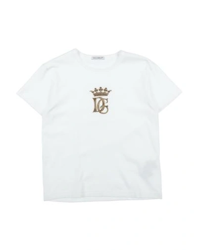 Shop Dolce & Gabbana Toddler Boy T-shirt White Size 7 Cotton, Polyester, Viscose, Polyamide, Metallic Pol