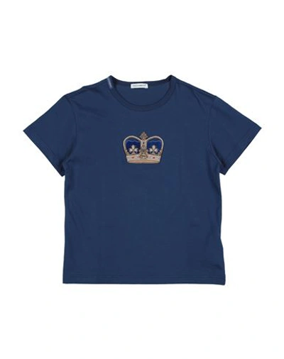 Shop Dolce & Gabbana Toddler Boy T-shirt Navy Blue Size 7 Cotton