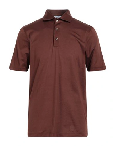 Shop Gran Sasso Man Polo Shirt Brown Size 40 Cotton