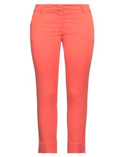 Rossopuro Woman Pants Tomato Red Size 10 Cotton, Elastane In Tomato Red