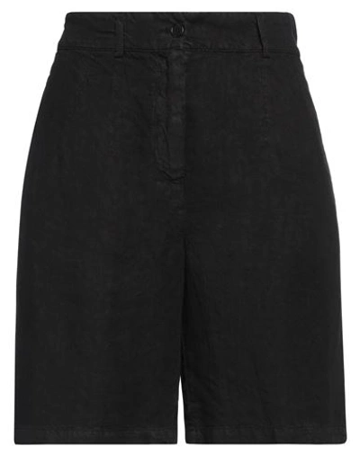 Shop Aspesi Woman Shorts & Bermuda Shorts Black Size 10 Linen
