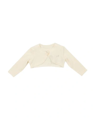 Shop Monnalisa Newborn Girl Wrap Cardigans Cream Size 3 Viscose, Elastane In White