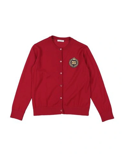 Shop Dolce & Gabbana Toddler Girl Cardigan Red Size 7 Virgin Wool, Polyester, Viscose