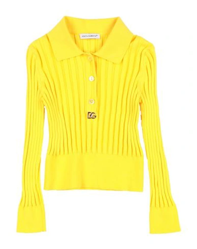 Shop Dolce & Gabbana Newborn Girl Sweater Yellow Size 3 Cotton, Bronze