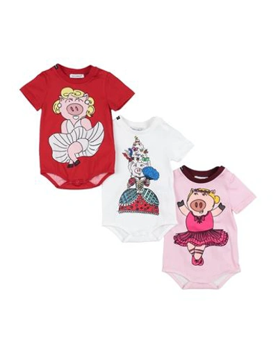 Shop Dolce & Gabbana Newborn Girl Baby Bodysuit Red Size 0 Cotton