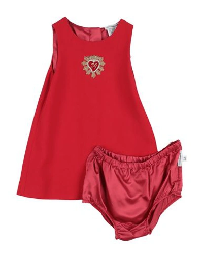 Shop Dolce & Gabbana Newborn Girl Baby Dress Red Size 3 Viscose, Acetate, Elastane, Cotton, Synthetic Fib