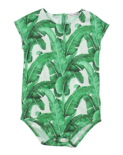Shop Dolce & Gabbana Newborn Girl Baby Bodysuit Green Size 3 Cotton
