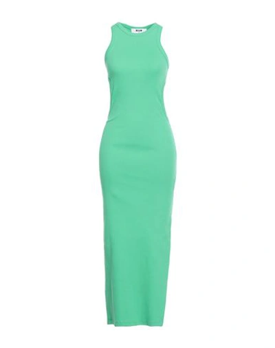 Shop Msgm Woman Maxi Dress Green Size L Cotton, Elastane