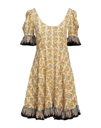 Shop Etro Woman Mini Dress Yellow Size 8 Silk