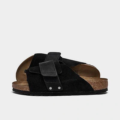 Shop Birkenstock Men's Kyoto Nubuck Suede Leather Slide Sandals In Black