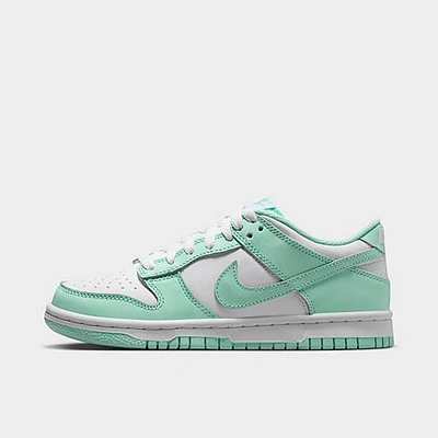 Shop Nike Big Kids' Dunk Low Casual Shoes In White/mint Foam