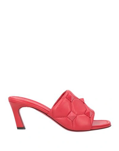 Shop Valentino Garavani Woman Sandals Red Size 11 Soft Leather