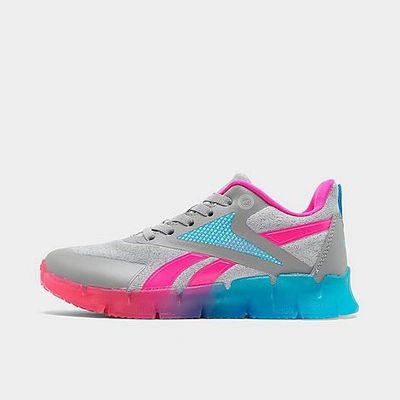 Shop Reebok Girls' Little Kids' Zig N Flash Casual Shoes In Grey/pink/blue