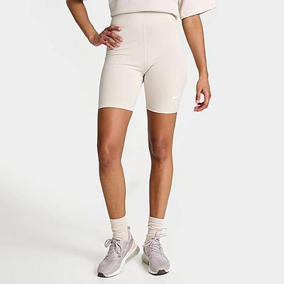Shop Nike Women's Sportswear Essential High-waisted 8" Biker Shorts In Light Orewood Brown/sail