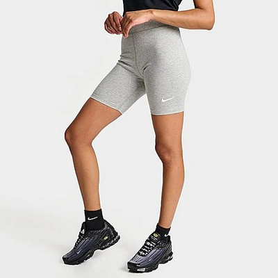 Shop Nike Women's Sportswear Essential High-waisted 8" Biker Shorts In Heathered Grey