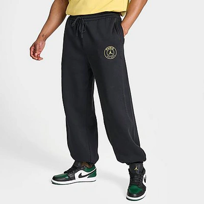 Shop Nike Jordan Men's Paris Saint-germain Hbr Fleece Jogger Pants In Black/cargo Khaki