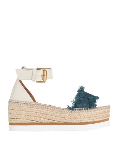 See By Chloé Woman Espadrilles Midnight Blue Size 7 Textile Fibers, Soft Leather In Blue