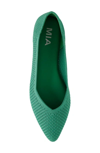 Shop Mia Kerri Pointed Toe Knit Flat In Green